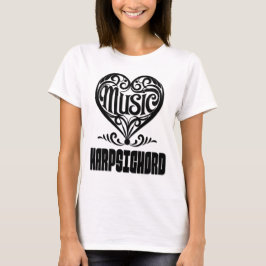 Elegant Scrolled Heart for Harpsichord Lovers Tシャツ