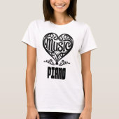 Elegant Scrolled Heart for Piano Lovers Tシャツ (正面)