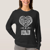 Elegant Scrolled Heart for Violin Lovers Tシャツ (正面)