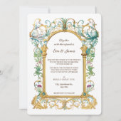 Elegant Scrollwork Floral Regal Botanical Wedding 招待状 (正面)