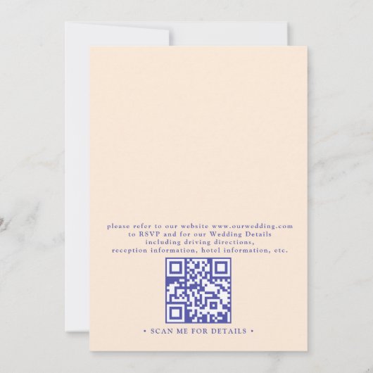 Elegant Sea Blue Purple Beach QR Code Wedding 招待状 (裏面)