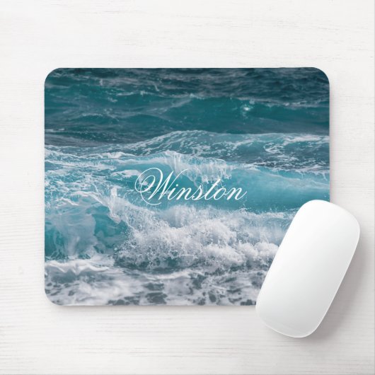 Elegant Sea Wave Pattern Personalized Mouse Pad マウスパッド (マウス)