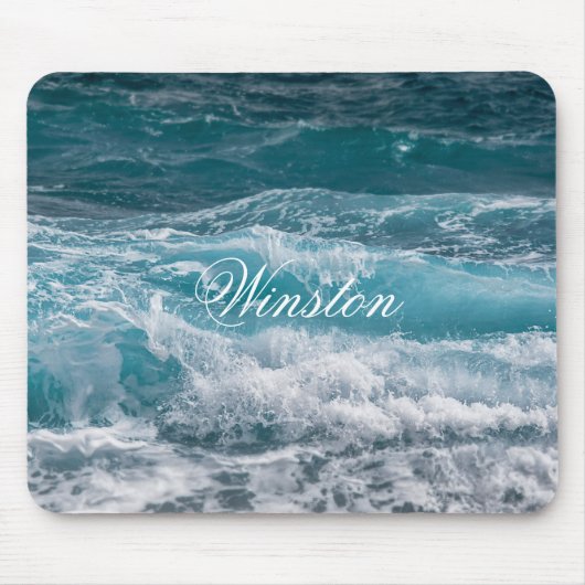 Elegant Sea Wave Pattern Personalized Mouse Pad マウスパッド (正面)