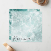 Elegant Seafoam Silver Custom Name Wedding ノートカード (正面/裏面インサイチュ)