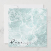 Elegant Seafoam Silver Custom Name Wedding ノートカード (正面)