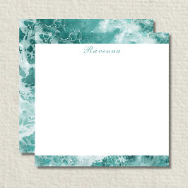 Elegant Seafoam Silver Stripe Custom Name Wedding ノートカード