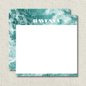 Elegant Seafoam Silver Stripe Custom Name Wedding ノートカード