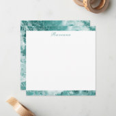 Elegant Seafoam Silver Stripe Custom Name Wedding ノートカード (正面/裏面インサイチュ)