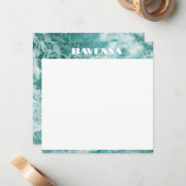 Elegant Seafoam Silver Stripe Custom Name Wedding ノートカード (正面/裏面インサイチュ)