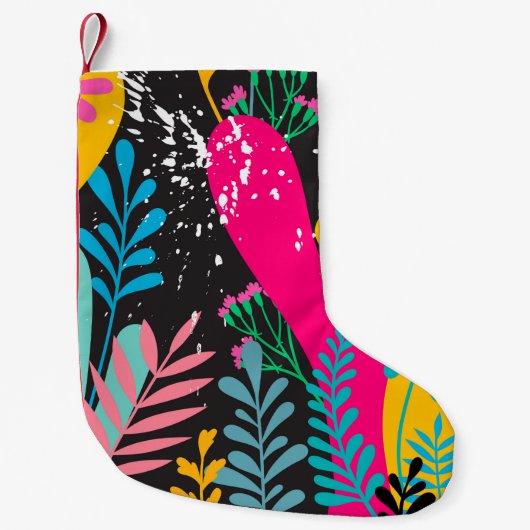 elegant seamless pattern with abstract leaves and スモールクリスマスストッキング (正面)