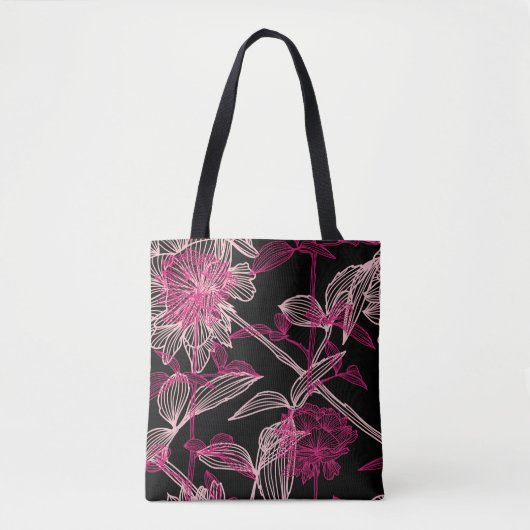 elegant seamless pattern with decorative pink rose トートバッグ (正面)