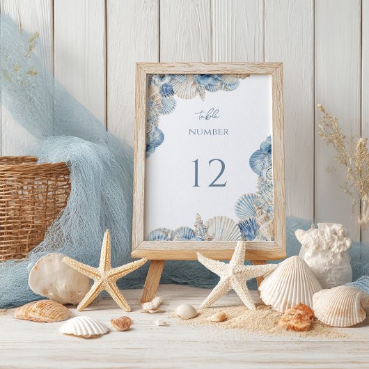 Elegant Seashell Border Wedding テーブルナンバー