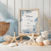 Elegant Seashell Border Wedding welcome ポスター