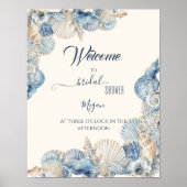 Elegant Seashell Border Wedding welcome ポスター (正面)