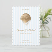Elegant Seashell Gold & Blue Coastal Wedding セーブザデート (スタンド正面)