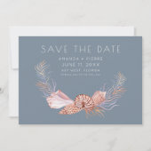 Elegant Seashell Photo Beach Wedding Save the Date セーブザデート (正面)