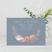 Elegant Seashell Photo Beach Wedding Save the Date セーブザデート (スタンド正面)