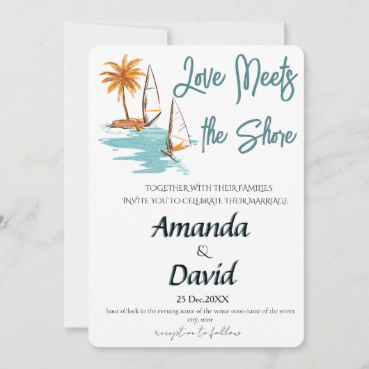 Elegant Seaside Beach Wedding Invitation シーズンカード (正面)