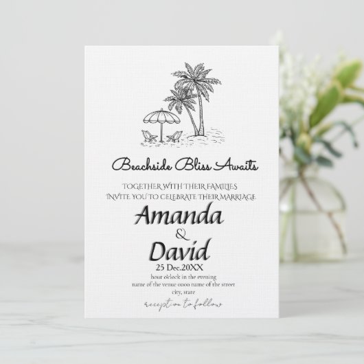 Elegant Seaside Beach Wedding Invitation 招待状 (スタンド正面)