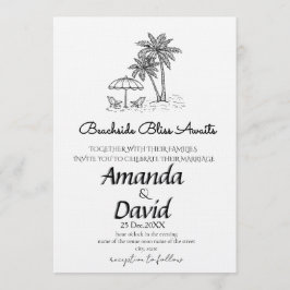 Elegant Seaside Beach Wedding Invitation 招待状