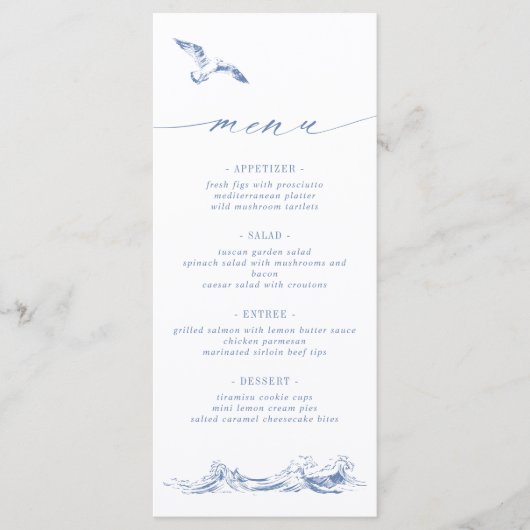 Elegant Seaside Coastal Chic Blue Wedding メニュー (正面)