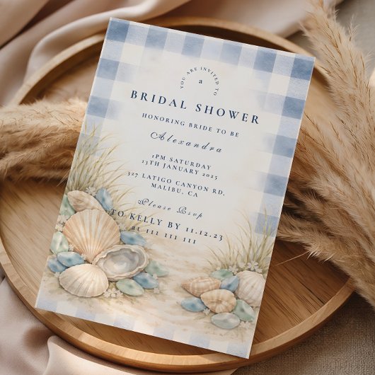 Elegant Seaside Shell Bridal Shower 招待状