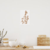 Elegant Seasonal Botanical Ink Art  Wall Poster ポスター (キッチン)