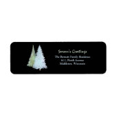 Elegant Seasons Greetings Pine Tree Return Address ラベル (正面)