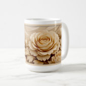 Elegant Sepia Rose Garden Floral Art コーヒーマグカップ (正面右)