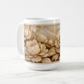Elegant Sepia Rose Garden Floral Art コーヒーマグカップ (正面左)