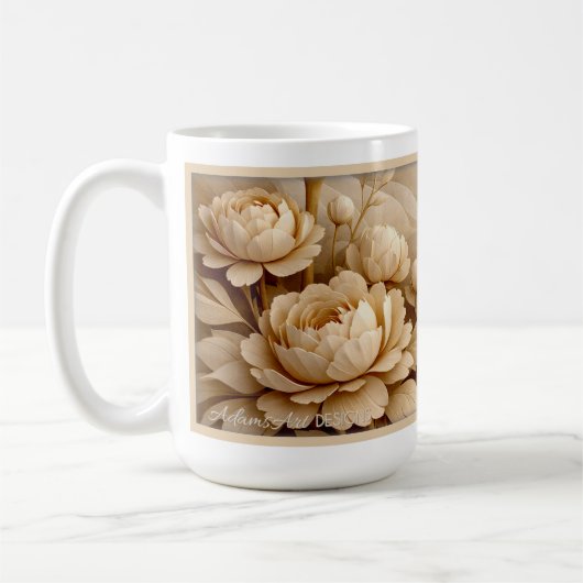 Elegant Sepia Rose Garden Floral Art コーヒーマグカップ (左)