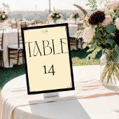 Elegant Serif Black Cream Monogram Table Number テーブルナンバー