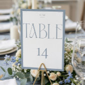 Elegant Serif Blue Gray Monogram Table Number テーブルナンバー