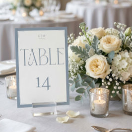 Elegant Serif Blue Gray Monogram Table Number テーブルナンバー