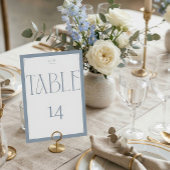 Elegant Serif Blue Gray Monogram Table Number テーブルナンバー