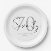 Elegant Seventieth Birthday Paper Plate Minimalist ペーパープレート (正面)
