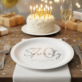 Elegant Seventieth Birthday Paper Plate Minimalist ペーパープレート