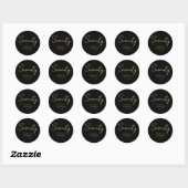 Elegant Seventy Birthday Sticker–Black Gold Script ラウンドシール (シート)