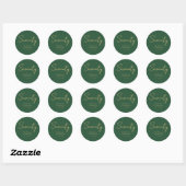 Elegant Seventy Birthday Sticker–Green Gold Script ラウンドシール (シート)