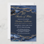 Elegant Shades of Blue Birthday Party Invitation 招待状 (正面)