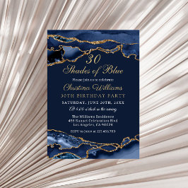 Elegant Shades of Blue Birthday Party Invitation 招待状