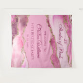 Elegant Shades of Pink Birthday Party Backdrop タペストリー (正面(横))