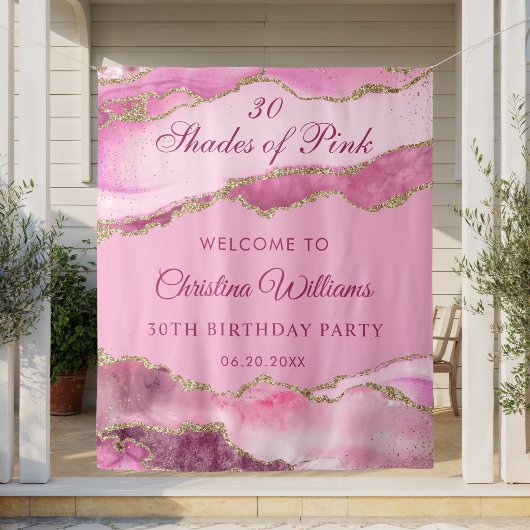 Elegant Shades of Pink Birthday Party Backdrop タペストリー