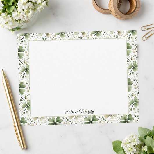 Elegant Shamrock Botanical Notecard | Personalized ノートカード