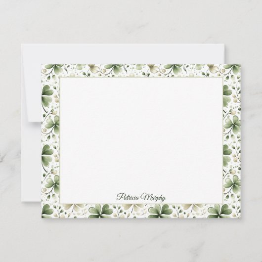 Elegant Shamrock Botanical Notecard | Personalized ノートカード (正面)