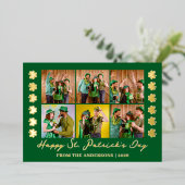 Elegant Shamrock St. Patrick's Day Family photo 箔シーズンカード (立ち正面)