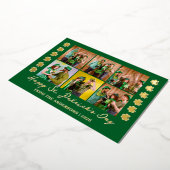 Elegant Shamrock St. Patrick's Day Family photo 箔シーズンカード (回転した状態)