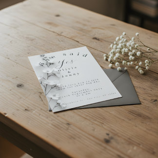 Elegant "She Said Yes" Engagement/Wedding Invitati サンキューカード
