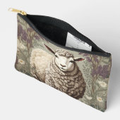 Elegant Sheep Lavender Flower Background アクセサリーポーチ (見開き)