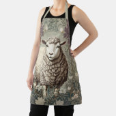 Elegant Sheep Lavender Flower Background エプロン (インサイチュ)